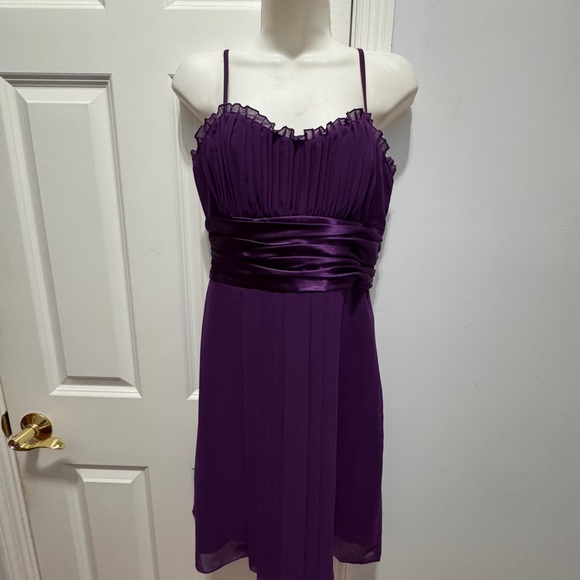 Democracy Purple Ruched Spaghetti Strap Mini Dress - Picture 1 of 7
